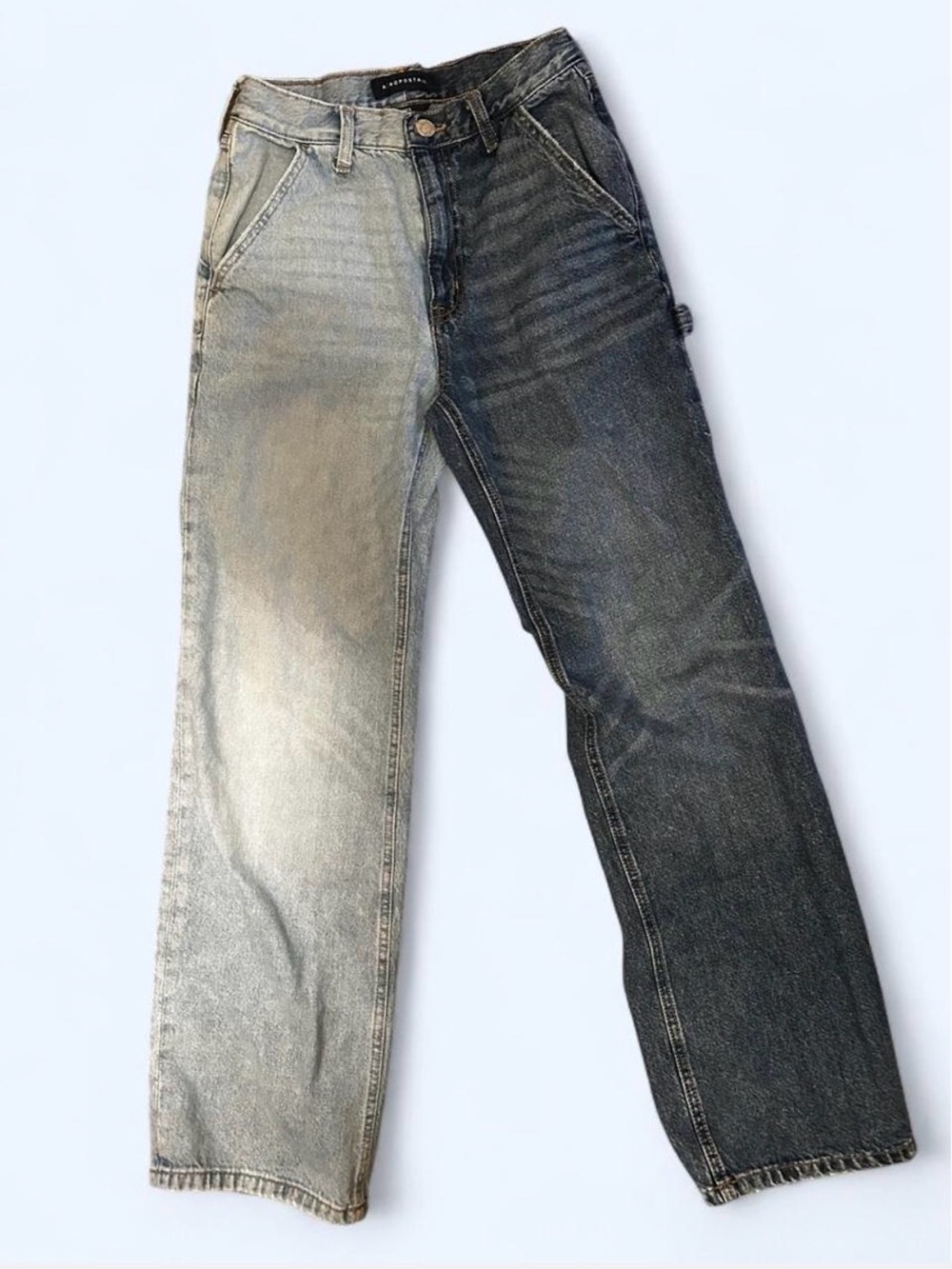 Aeropostale Y2K Two-Tone Split Wash “90’s Baggy” Wide Leg Jeans Grunge Cute